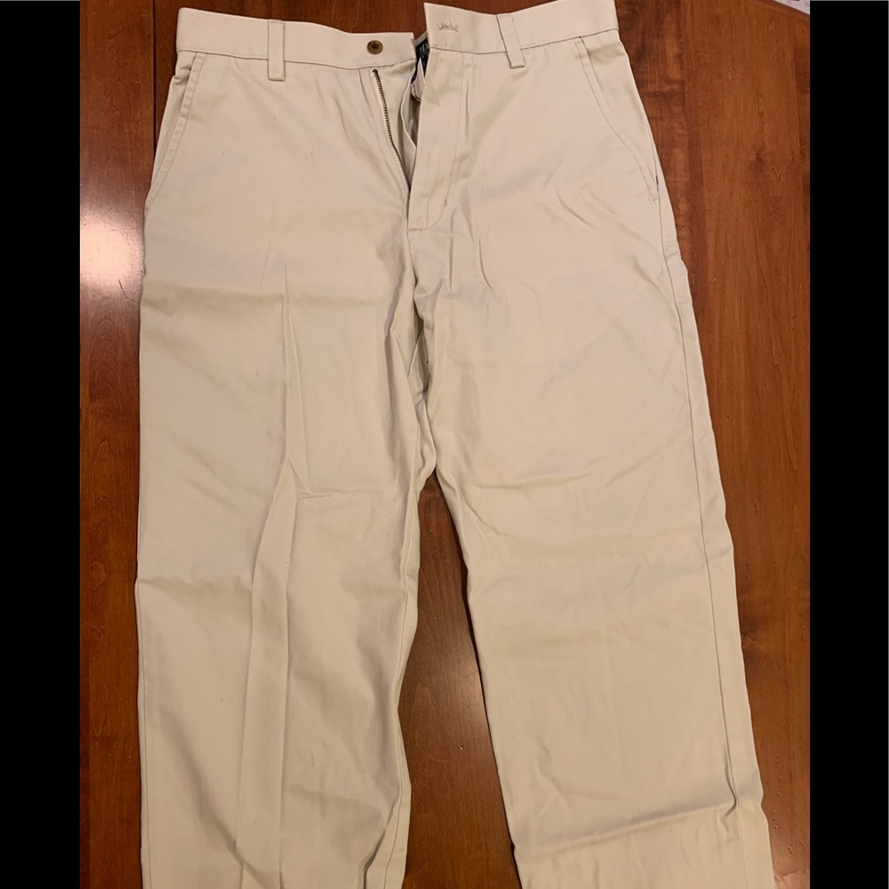 Chaps flat front light khaki pants 33/32